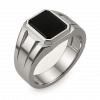 Nhẫn nam vàng trắng 18K đính đá onyx - Image 3