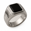 Nhẫn nam vàng trắng 18K đính đá onyx - Image 2