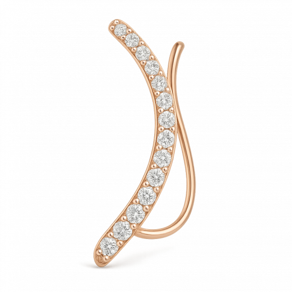 Bông Tai Kim Cương Vàng Hồng 18K Ear Climbers Trẻ Trung 0.4ct