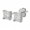 Bông Tai Kim Cương Vàng Trắng 18K Dáng Stud Vuông Princess Cut 0.4ct Mỗi Bên - Image 2
