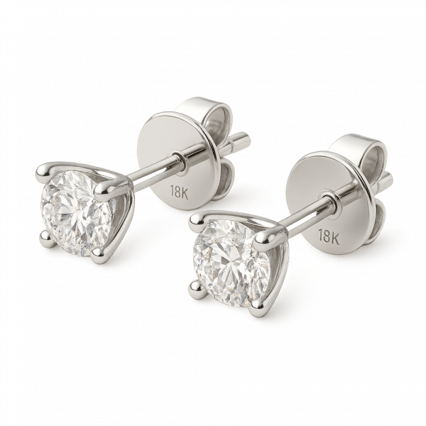 Bông Tai Kim Cương Vàng Trắng 18K Kiểu Nụ 0.3ct Mỗi Bên Tinh Khiết