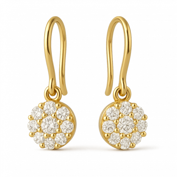 Bông Tai Kim Cương Vàng Vàng 14K Dáng Treo Móc Câu An Toàn 0.44ct