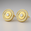 Bông Tai Kim Cương Vàng Vàng 18K Dáng Nút Áo Cổ Điển 0.5ct - Image 2