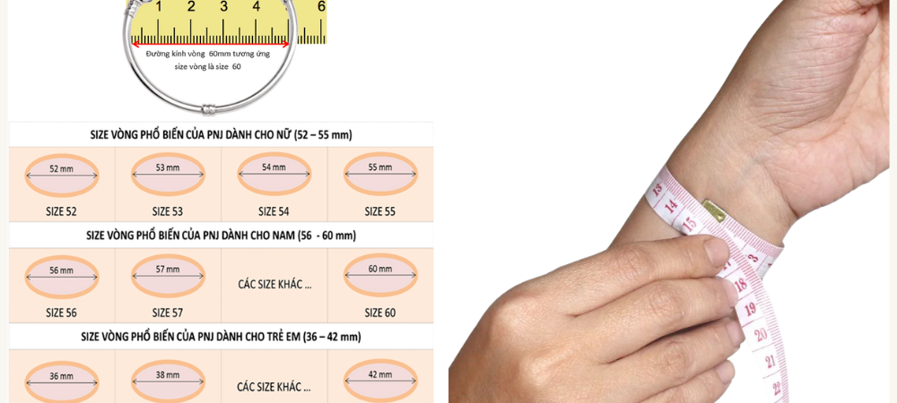 Cách đo và sử dụng bảng size vòng tay