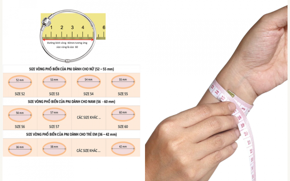 Cách đo và sử dụng bảng size vòng tay