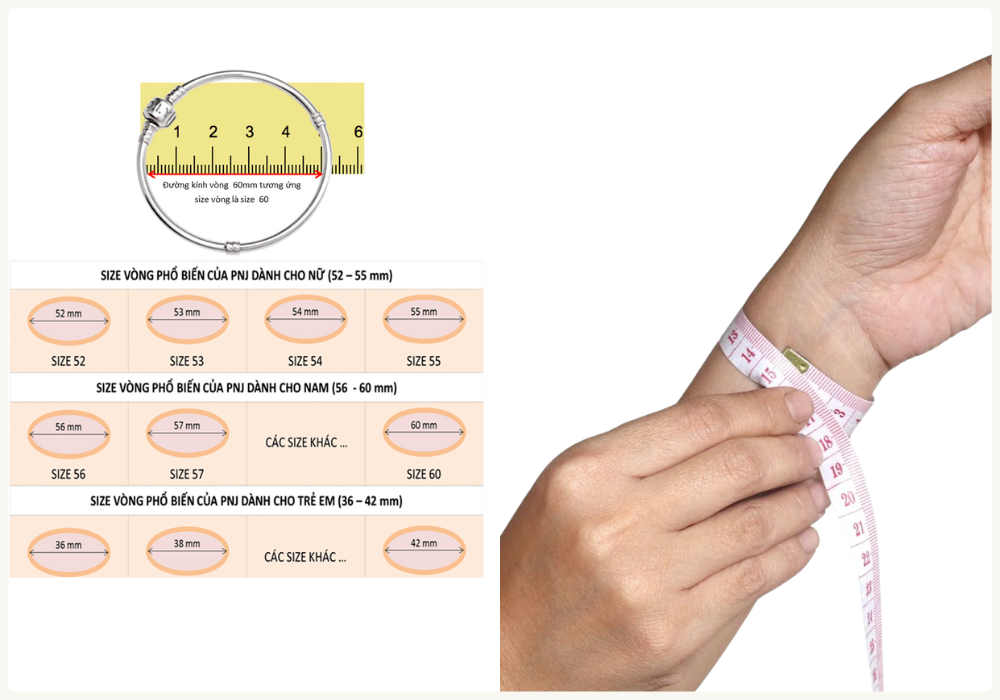 Cách đo và sử dụng bảng size vòng tay