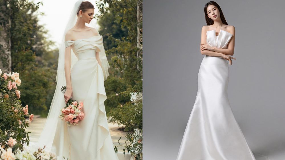 Váy cưới satin trơn đuôi cá